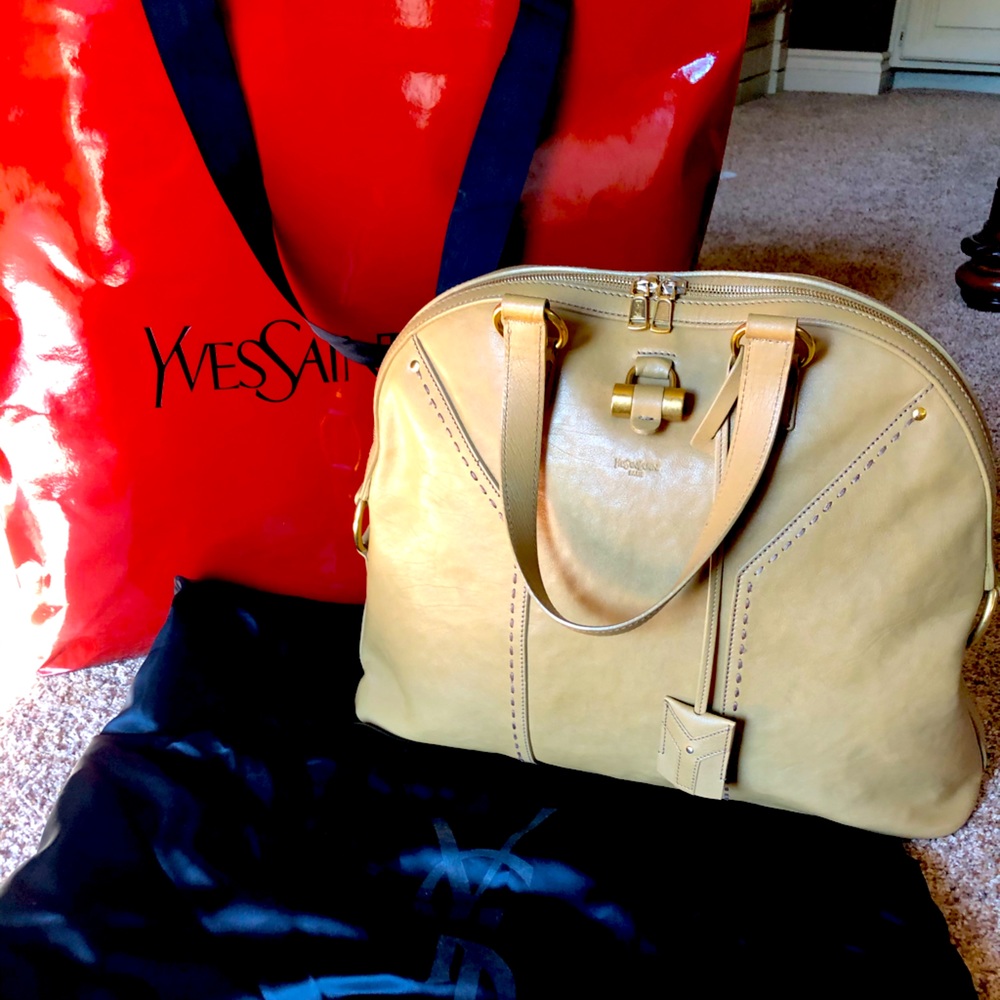 Yves Saint Laurent large Beige leather Muse Tote